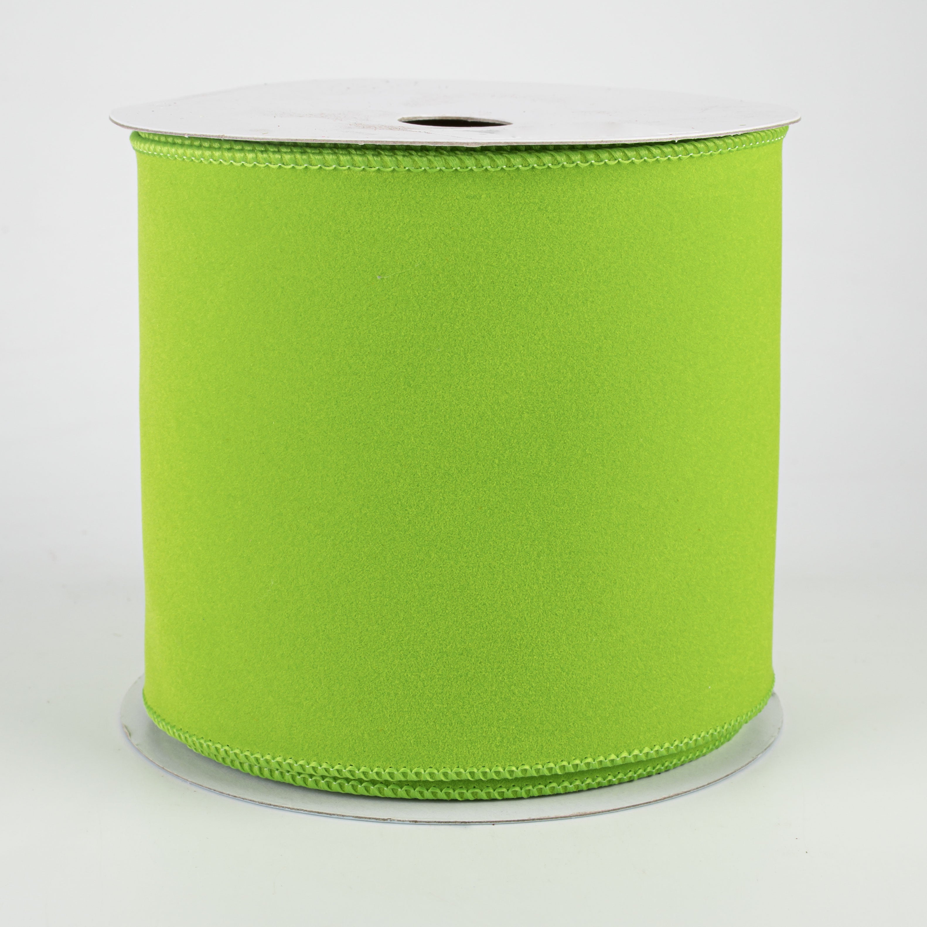 4" Wired Velvet Ribbon: Lime Green (10 Yards)