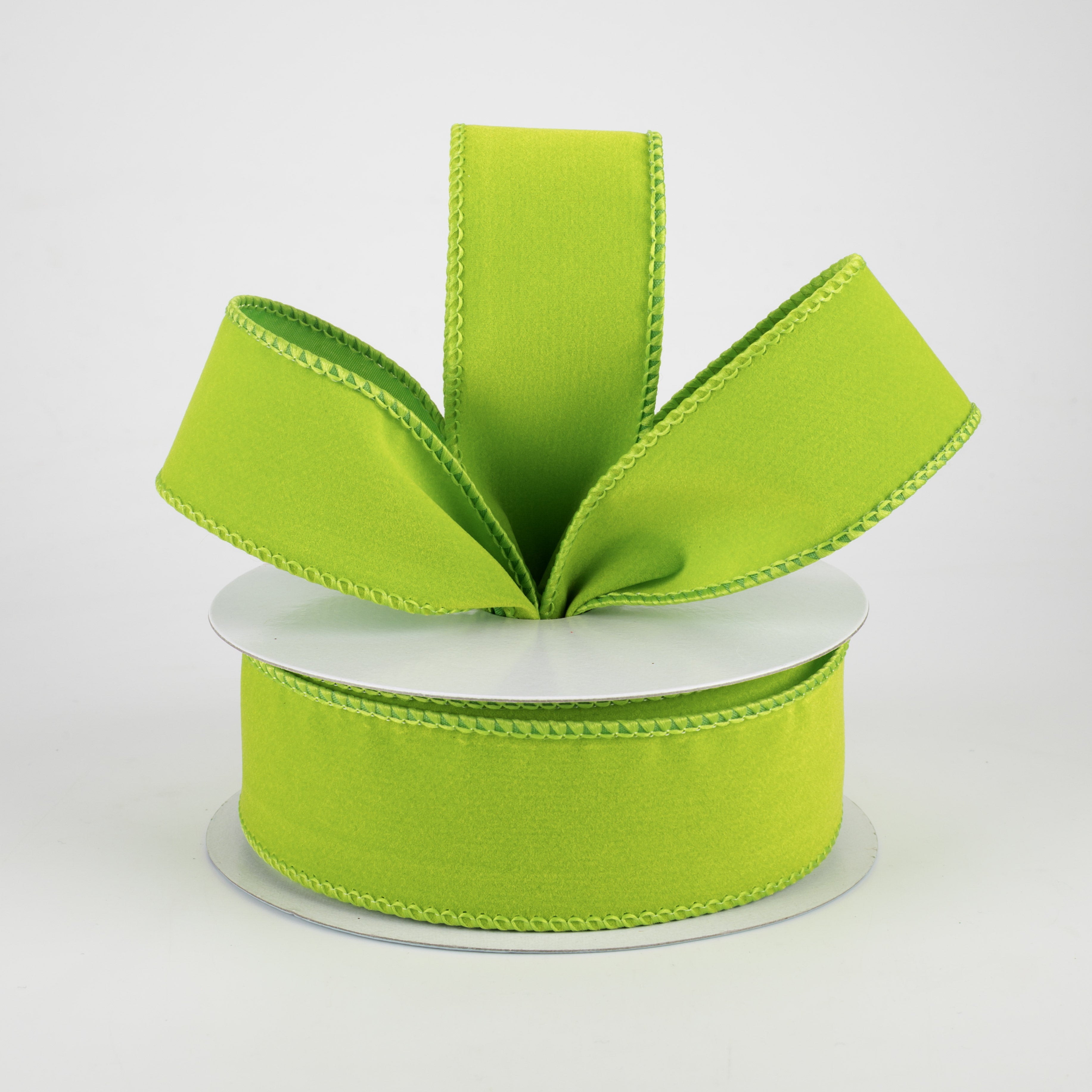 1.5" Wired Velvet Ribbon: Lime Green (10 Yards) Lifestyle Photo