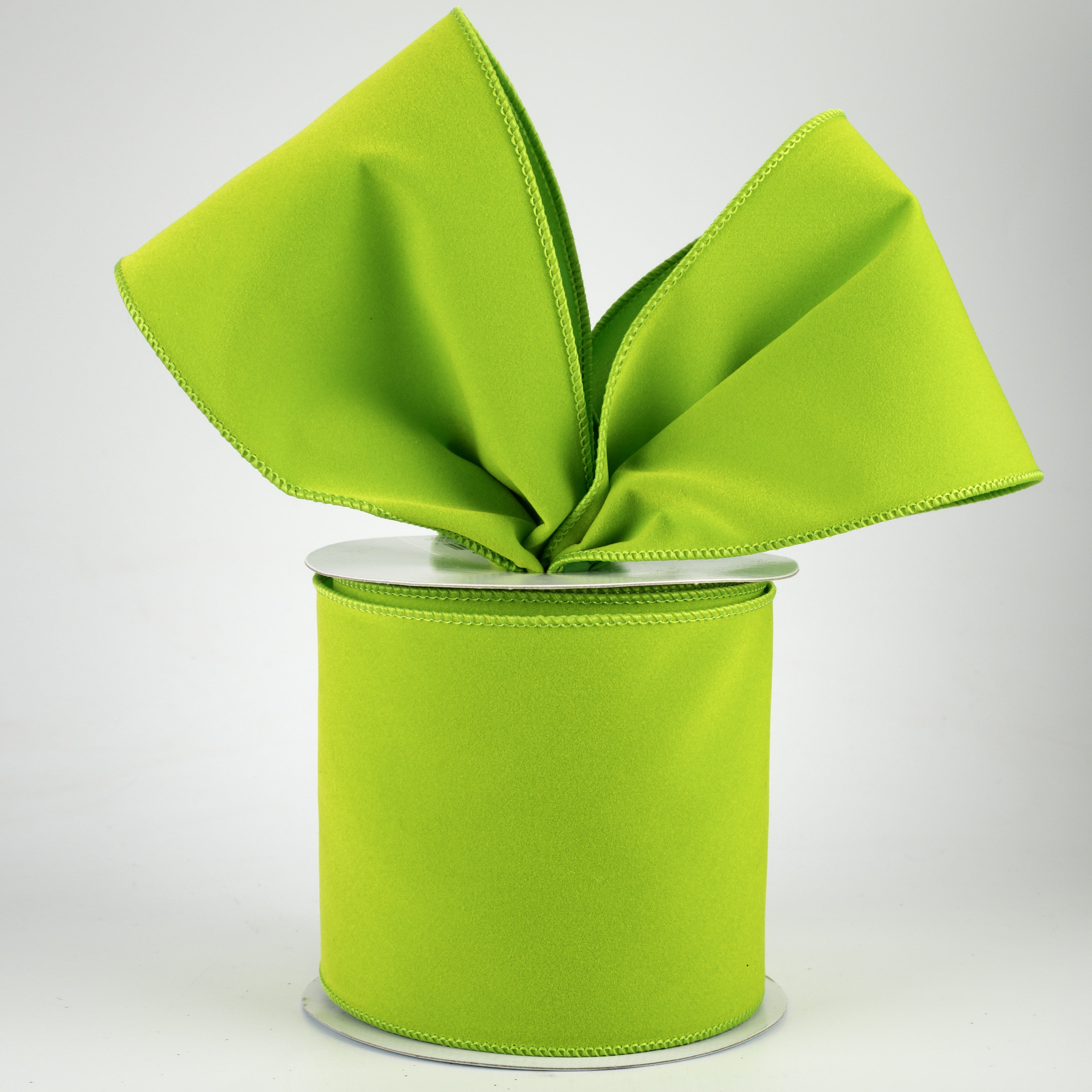 4" Wired Velvet Ribbon: Lime Green (10 Yards) Lifestyle Photo