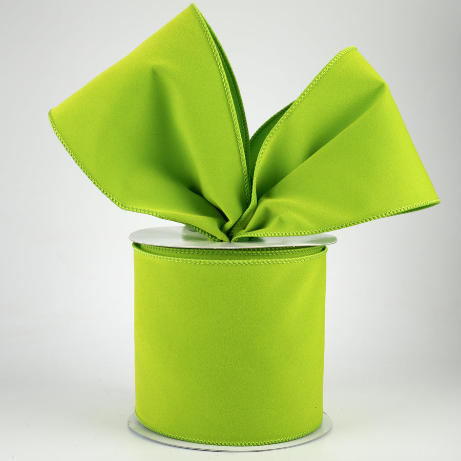 4" Wired Velvet Ribbon: Lime Green (10 Yards) Lifestyle Photo