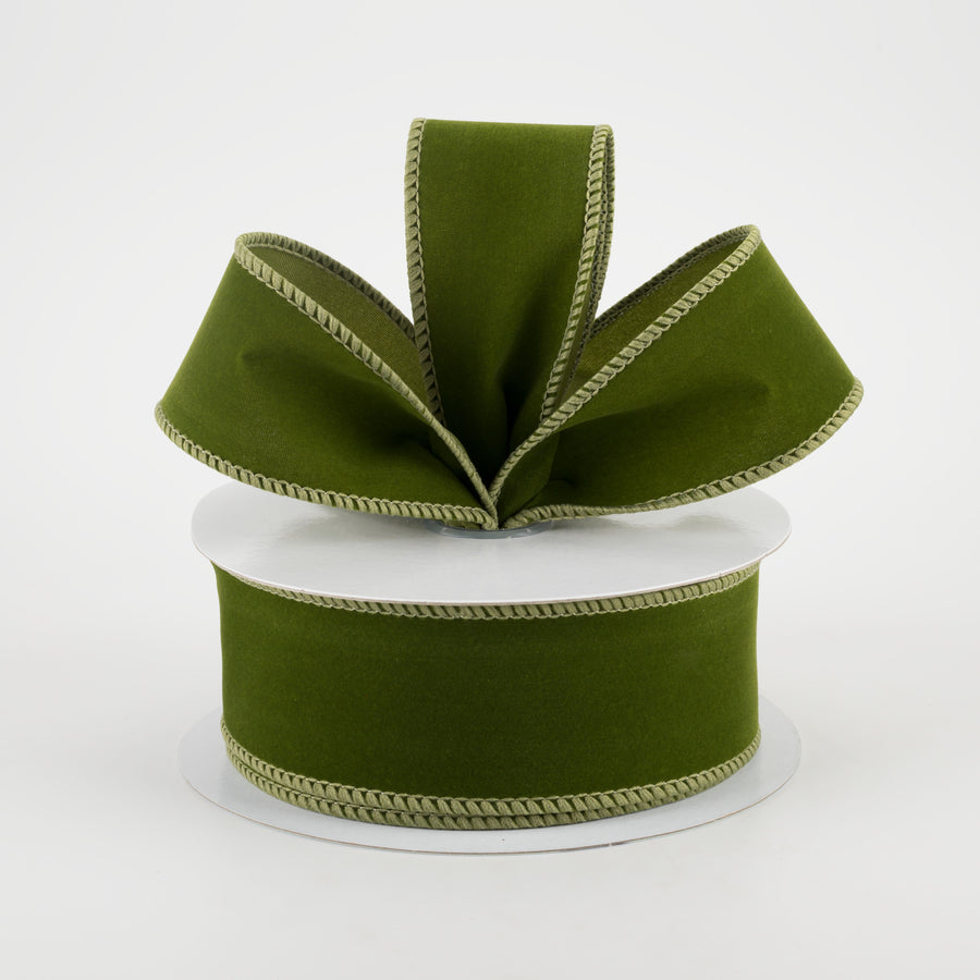 1.5" Wired Velvet Ribbon: Moss Green (10 Yards) Lifestyle Photo