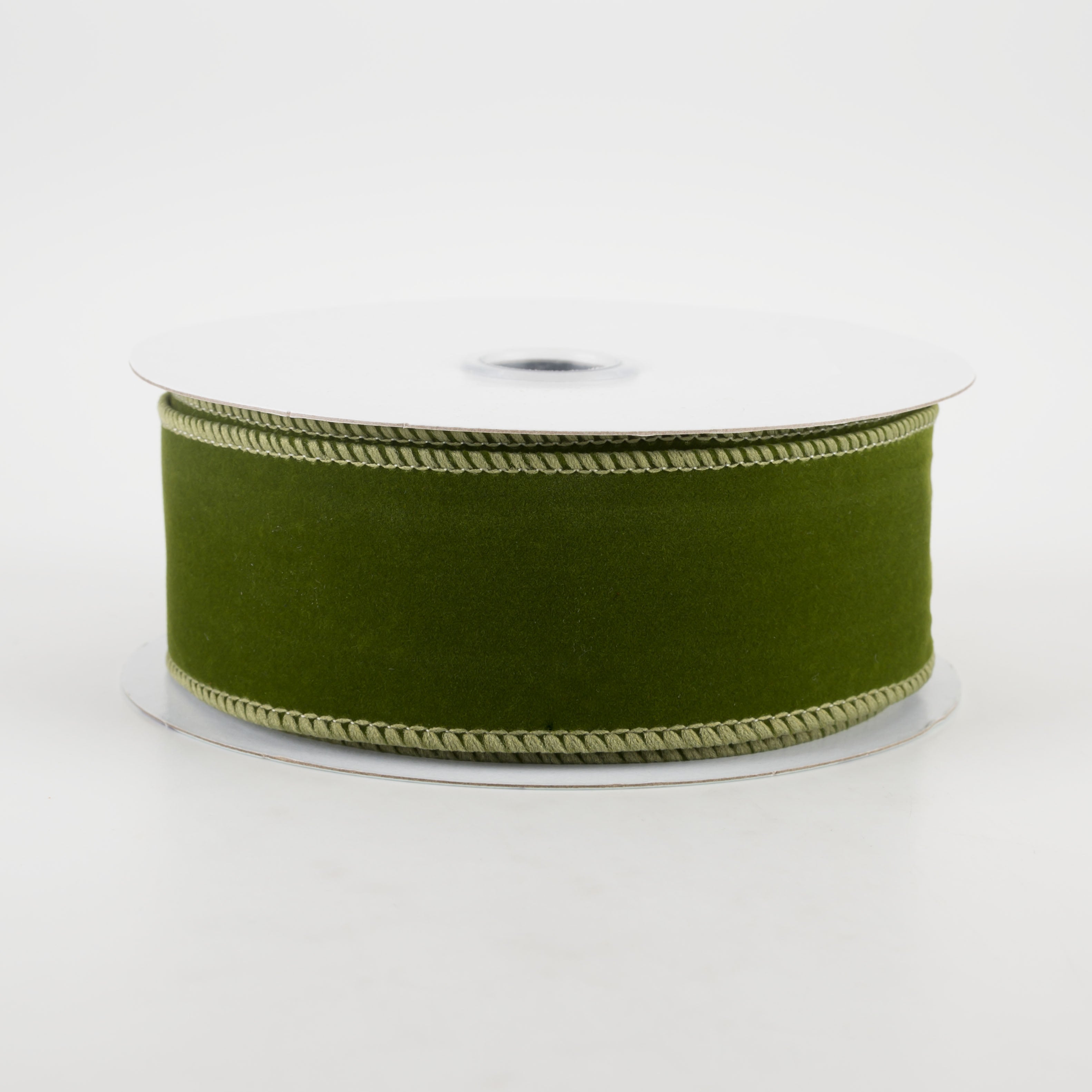 1.5" Wired Velvet Ribbon: Moss Green (10 Yards)