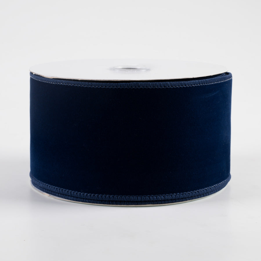 2.5" Wired Velvet Ribbon: Navy Blue (10 Yards)