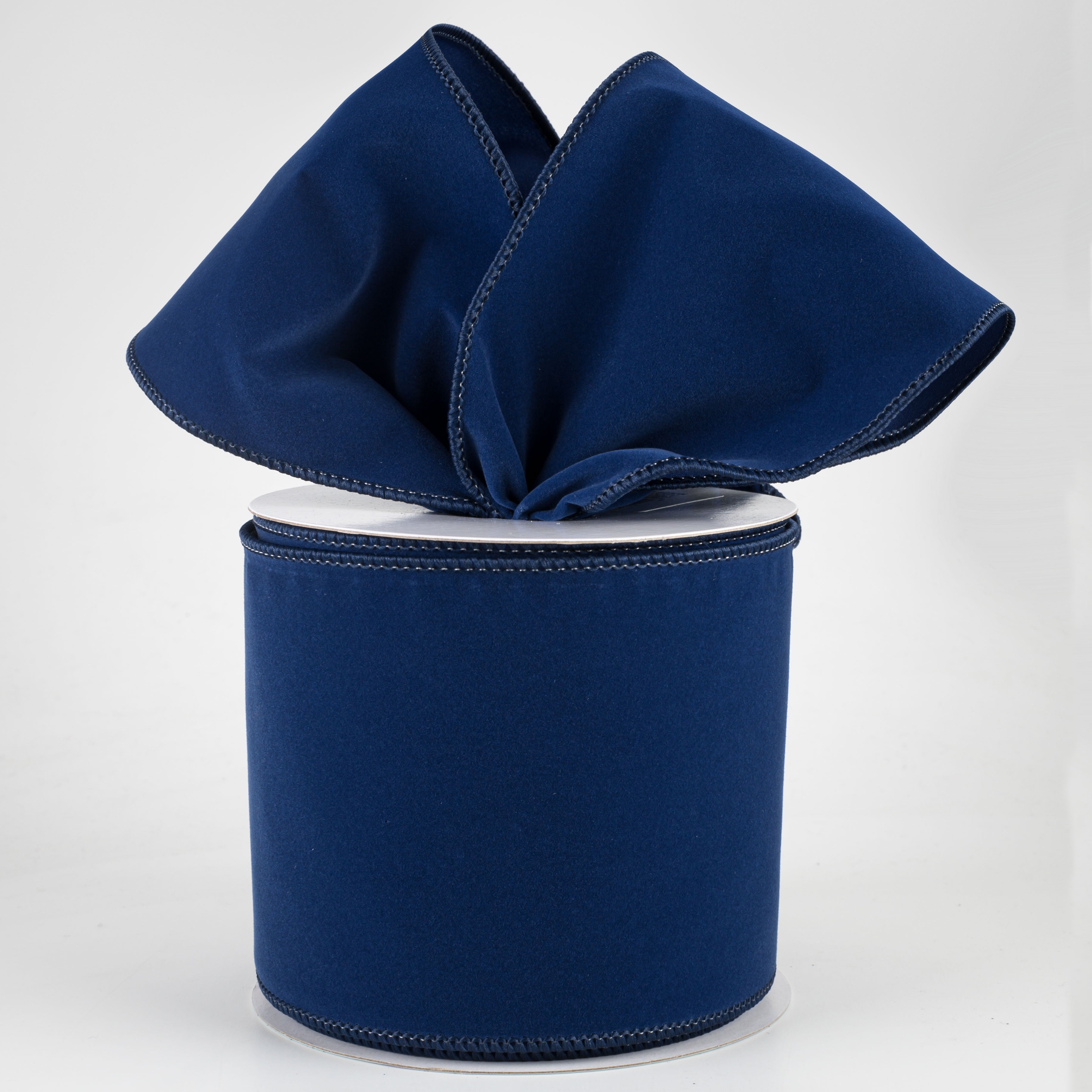 4" Wired Velvet Ribbon: Navy Blue (10 Yards) Lifestyle Photo