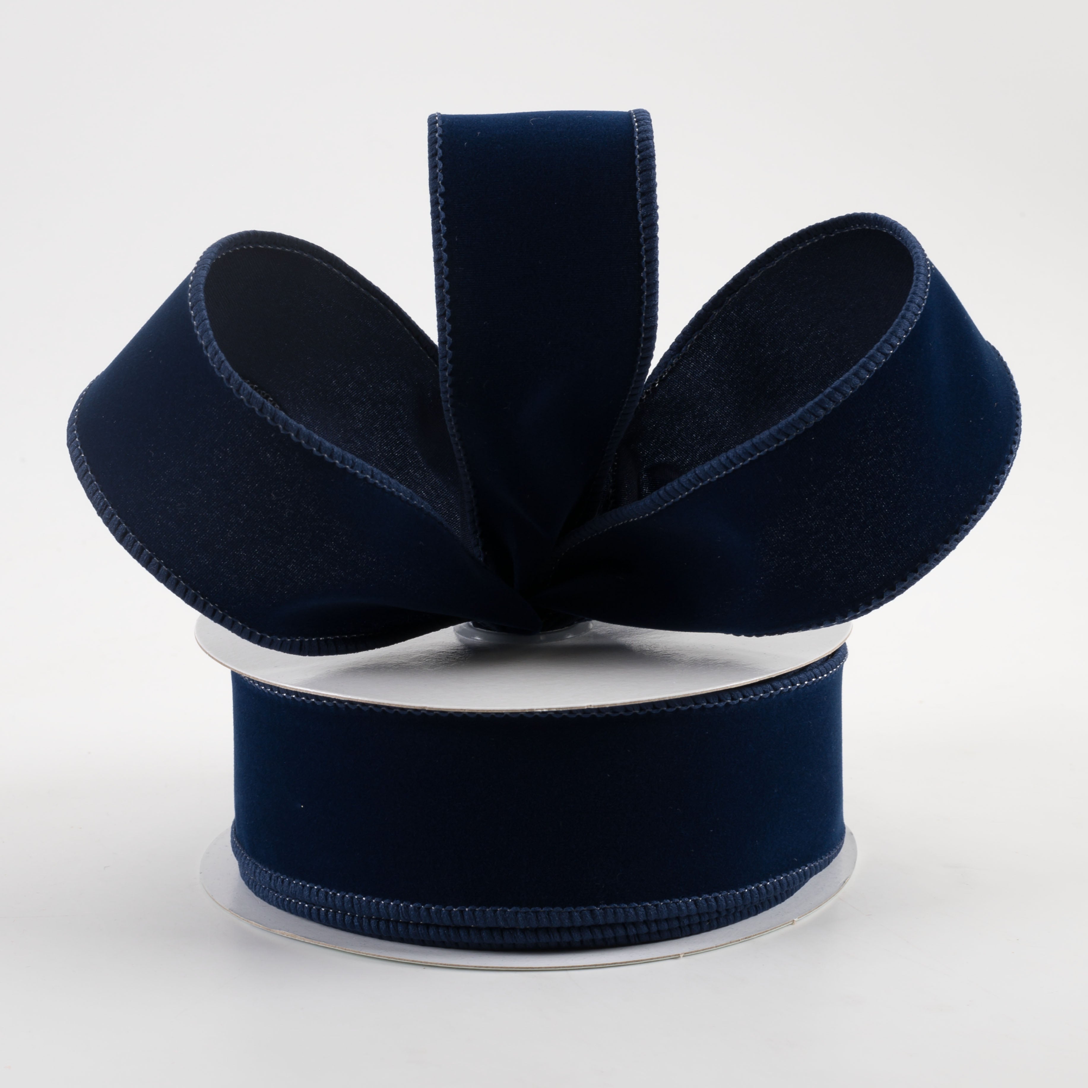 1.5" Wired Velvet Ribbon: Navy Blue (10 Yards) Lifestyle Photo