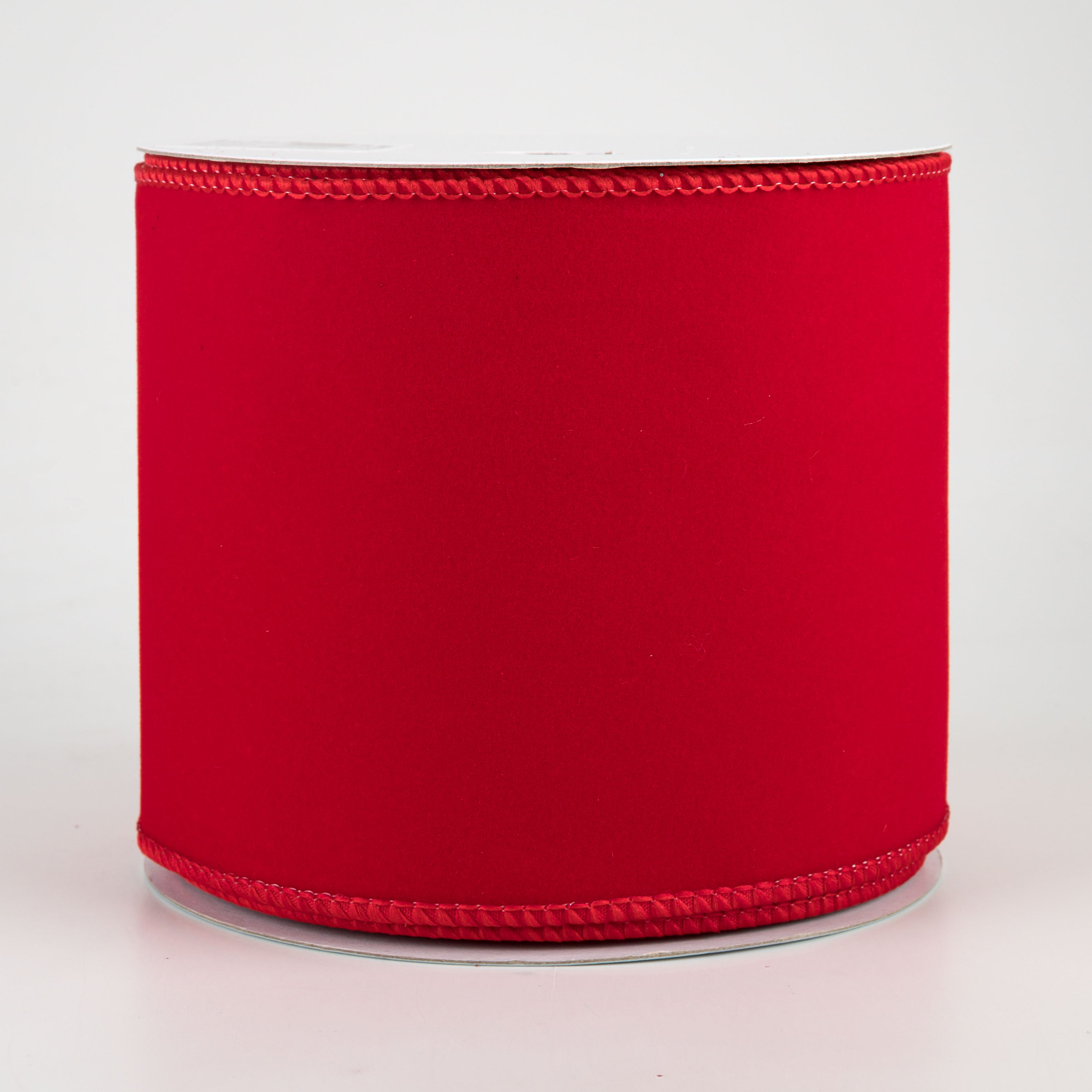 4" Wired Velvet Ribbon: Red (10 Yards)