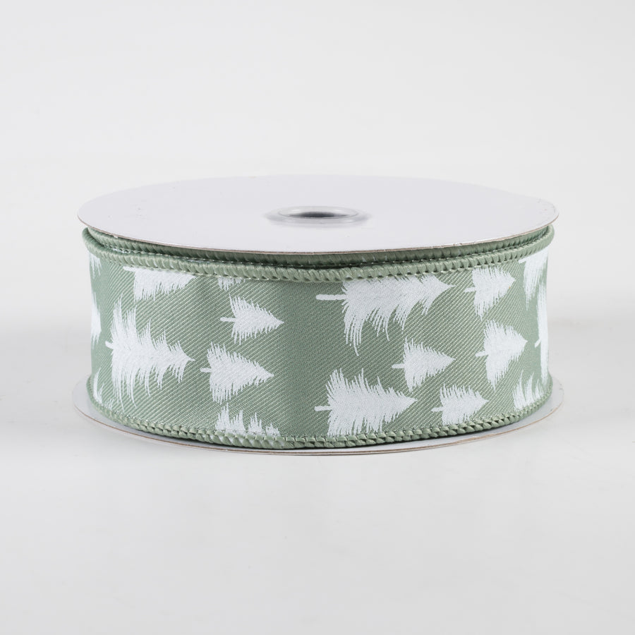 1.5" Wispy Fishline Trees Ribbon: Eucalyptus (10 Yards)