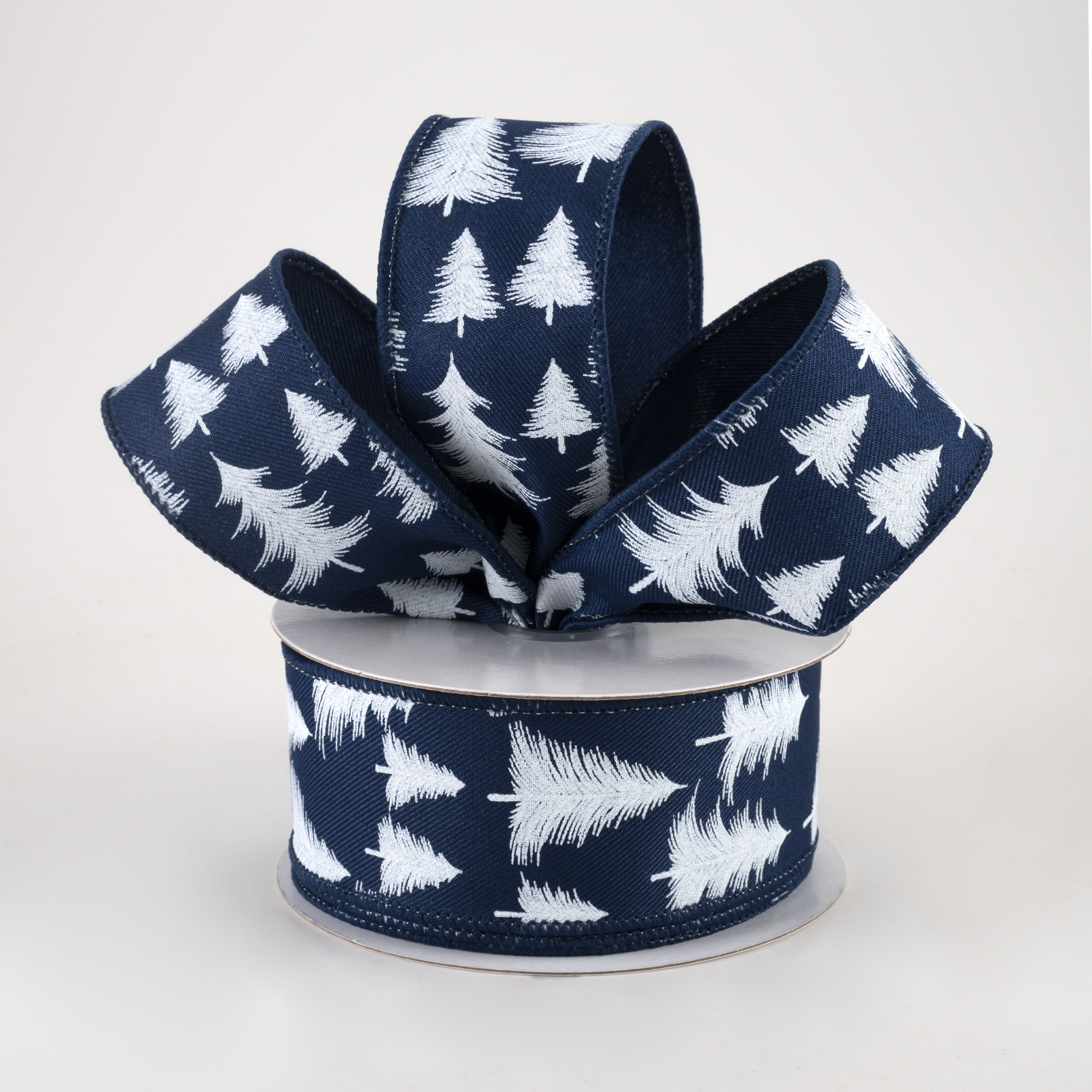1.5" Wispy Fishline Trees Ribbon: Navy (10 Yards) Lifestyle Photo