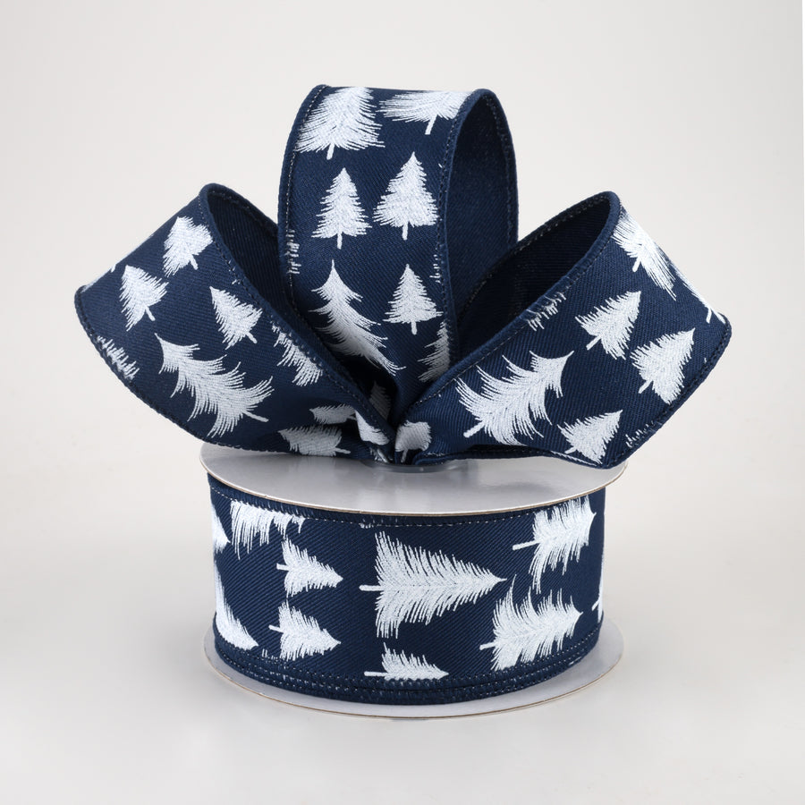 1.5" Wispy Fishline Trees Ribbon: Navy (10 Yards) Lifestyle Photo