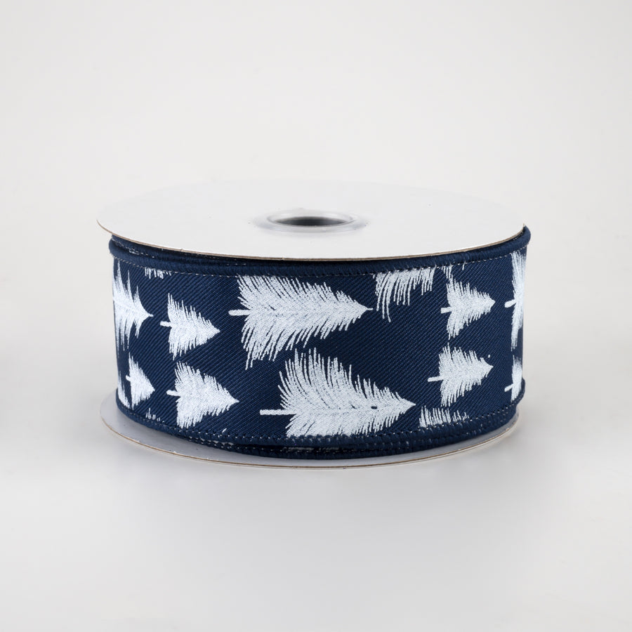 1.5" Wispy Fishline Trees Ribbon: Navy (10 Yards)