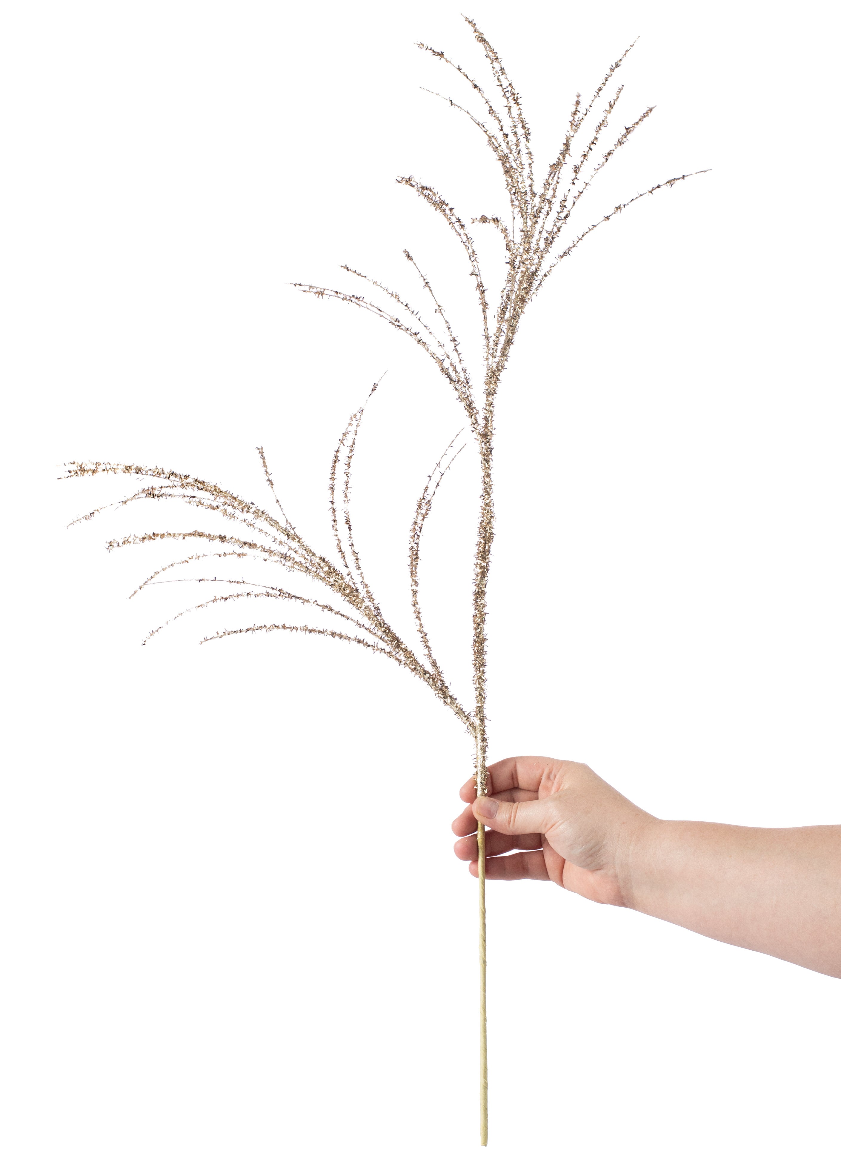 31" Wispy Glitter Pine Spray: Champagne detail photo 3