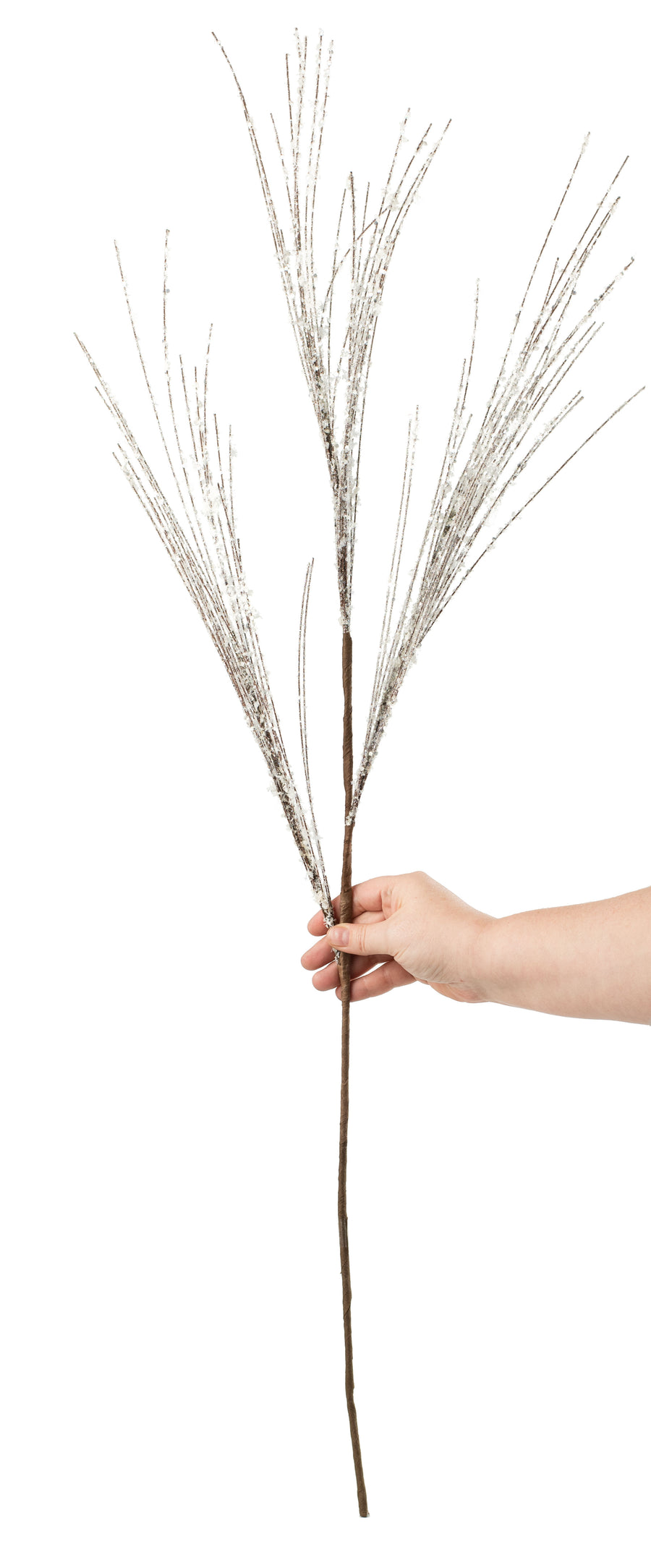 42" Wispy Pine Spray: Snow & Natural detail photo 3