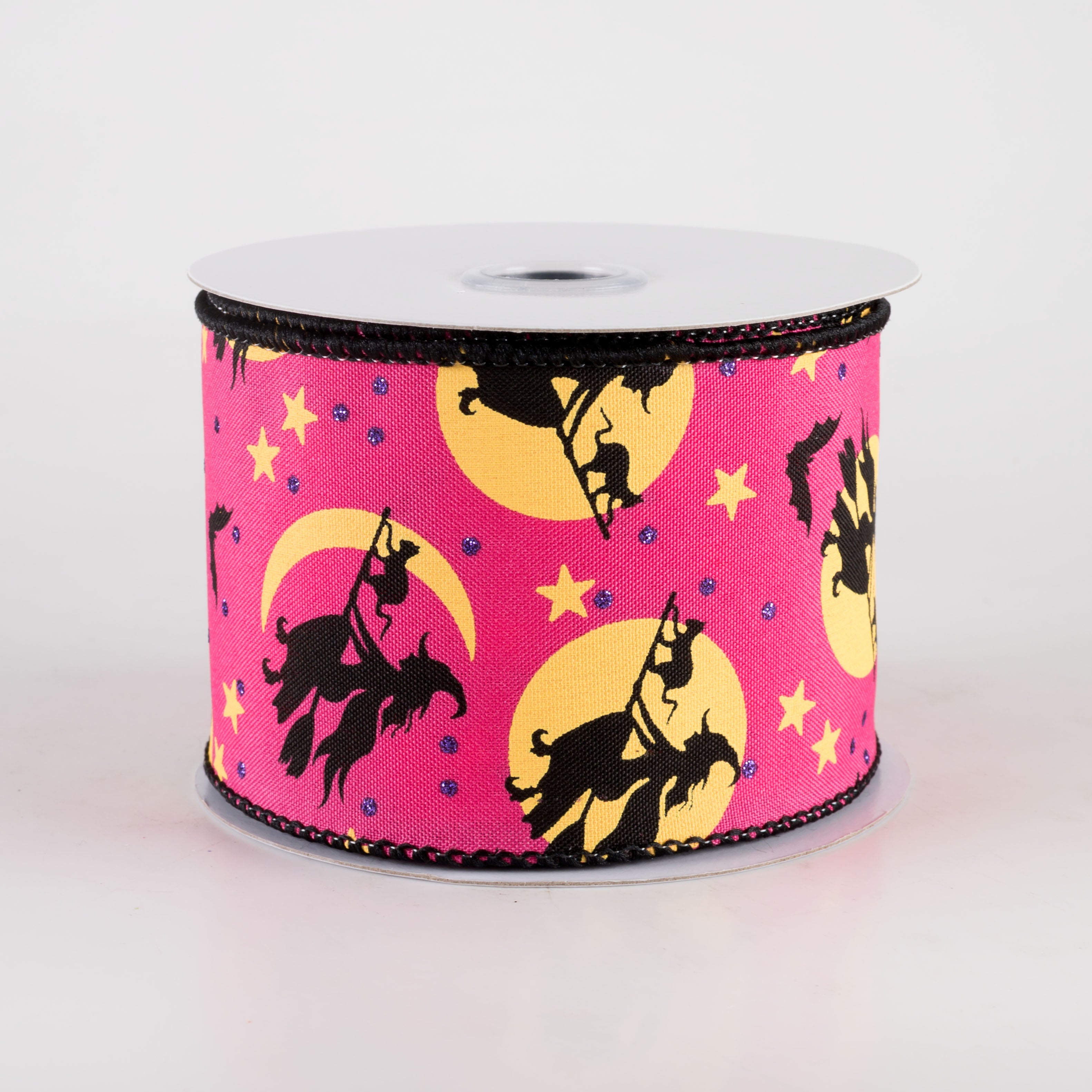 2.5" Witch Flying by Moon Ribbon: Hot Pink (10 Yards)