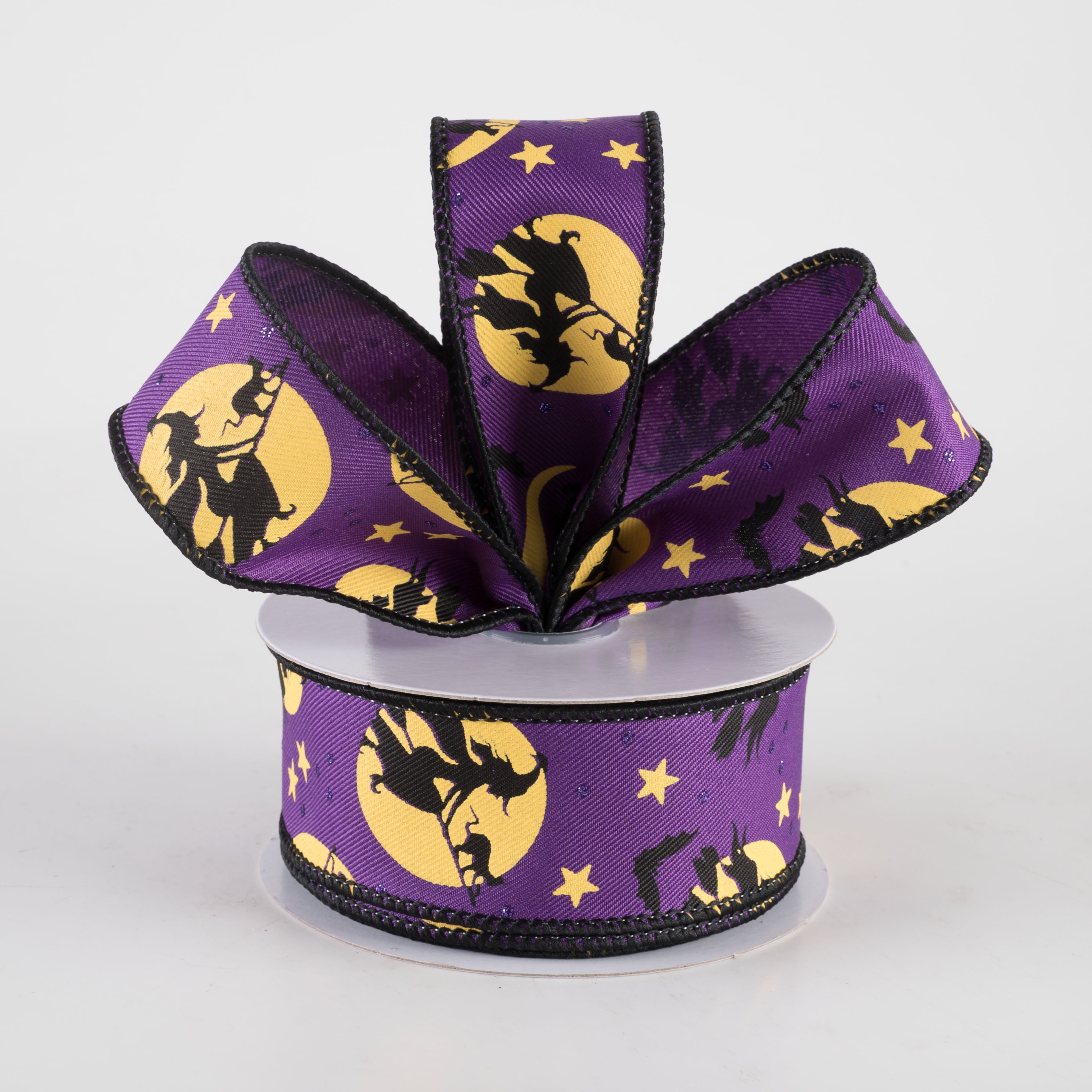 1.5" Witch Flying by Moon Ribbon: Purple (10 Yards) Lifestyle Photo