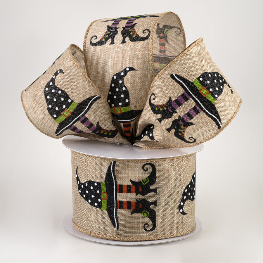 2.5" Witch Hat With Legs Linen Ribbon: Natural (10 Yards) Lifestyle Photo