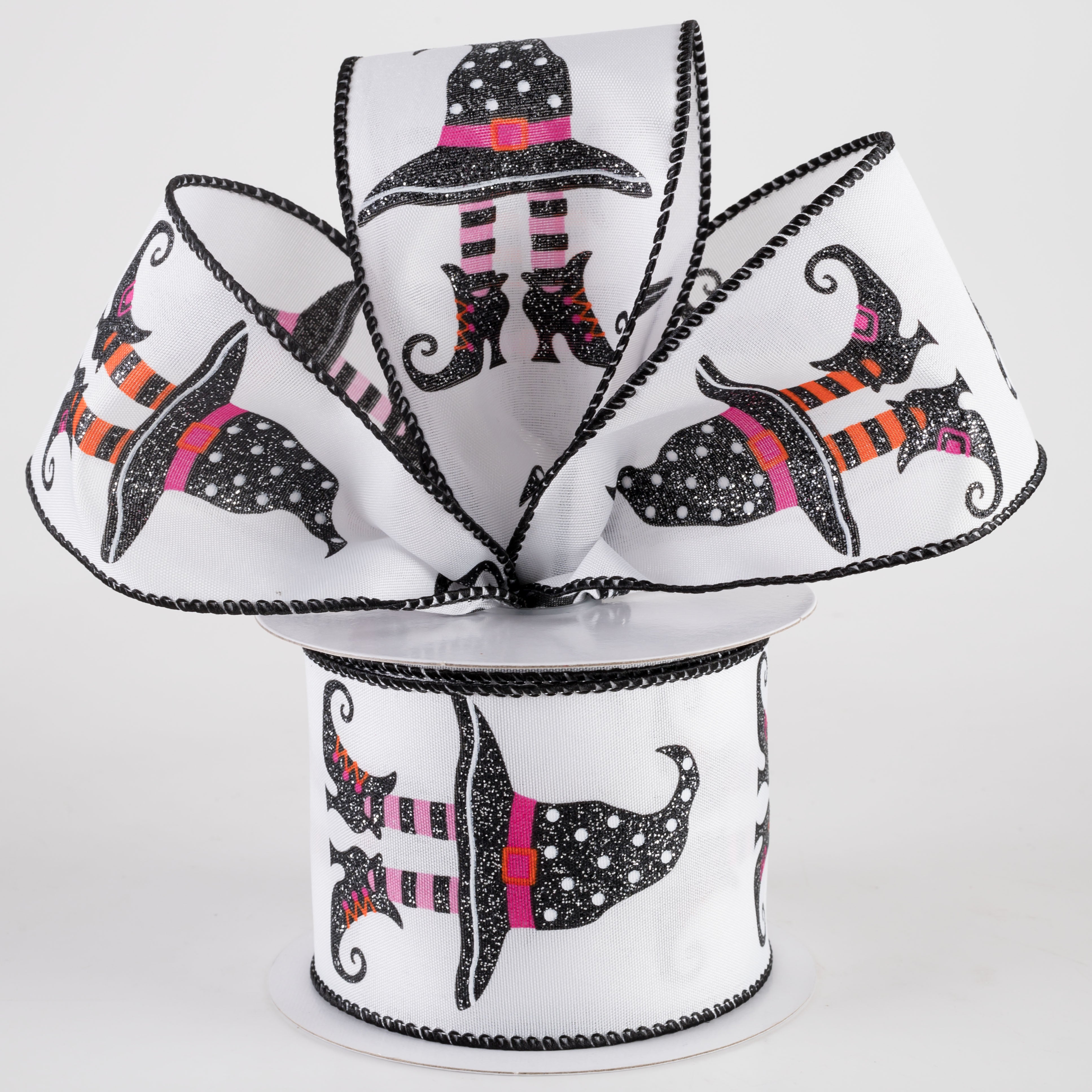 2.5" Witch Hat & Legs Ribbon: Pink Halloween (10 Yards) Lifestyle Photo