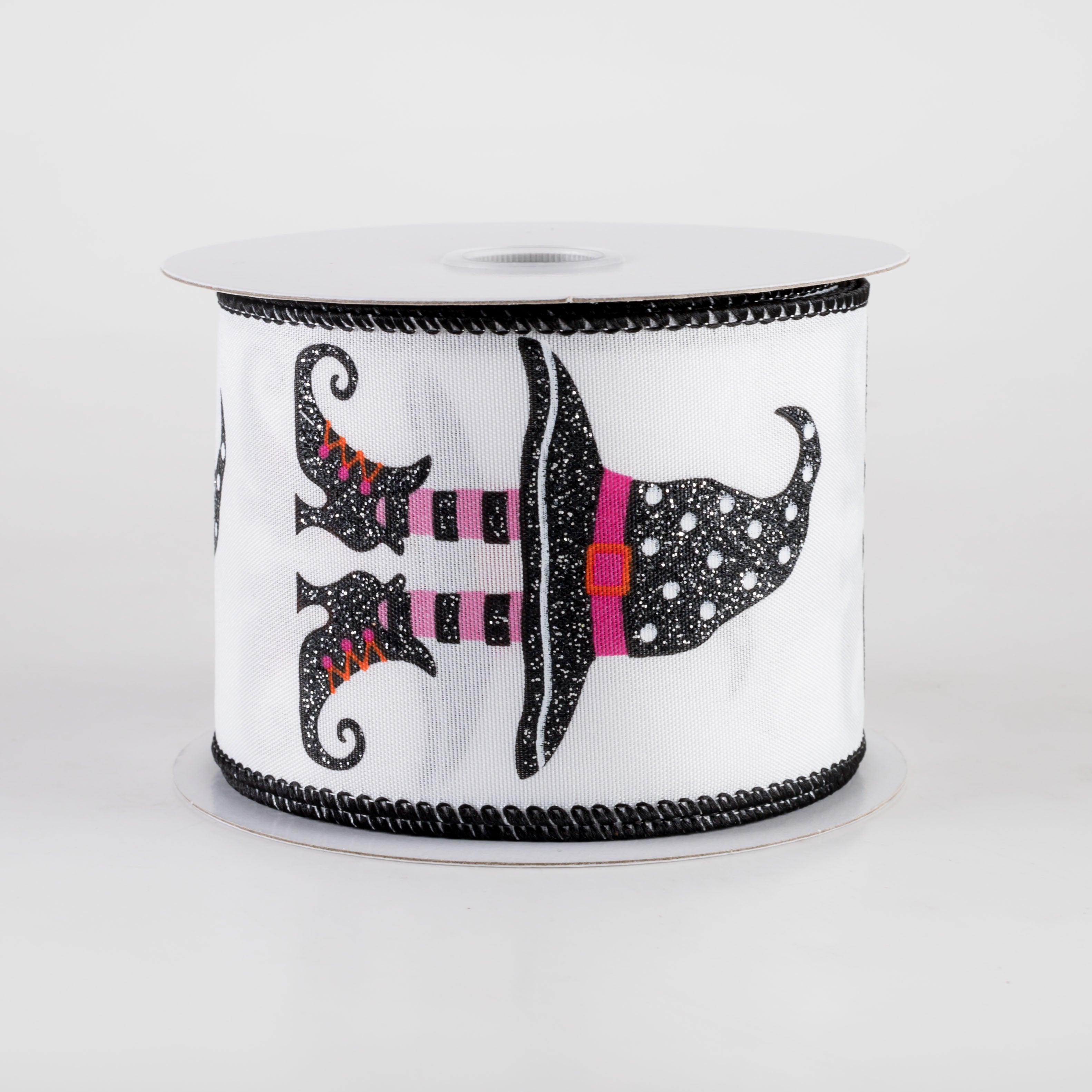 2.5" Witch Hat & Legs Ribbon: Pink Halloween (10 Yards) Item Number: 51402-40-44