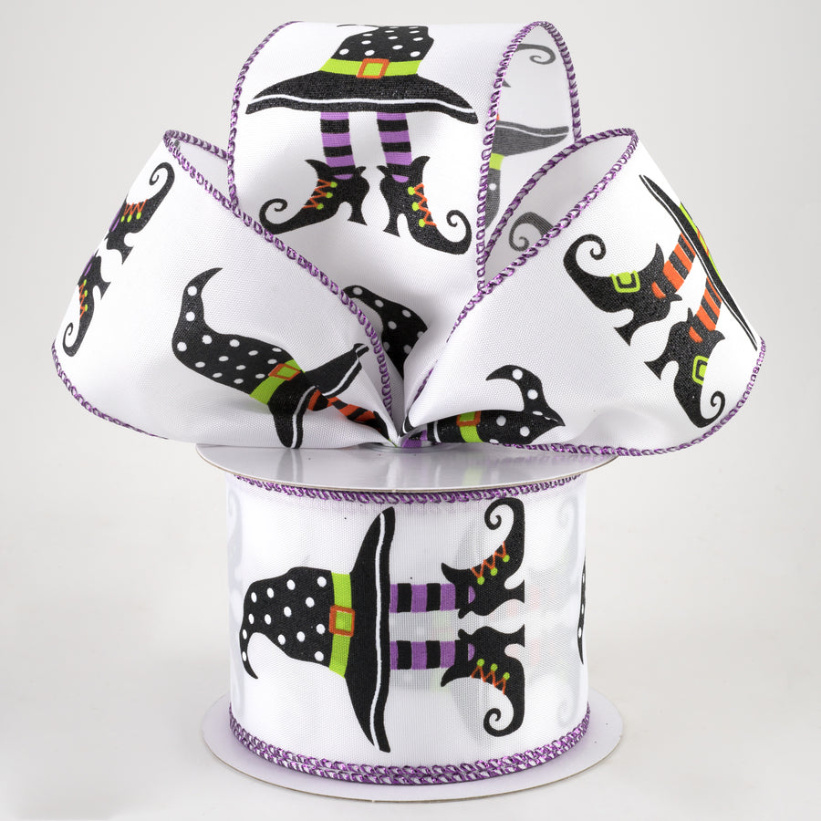2.5" Witch Hat With Legs Satin Ribbon: White (10 Yards) Lifestyle Photo