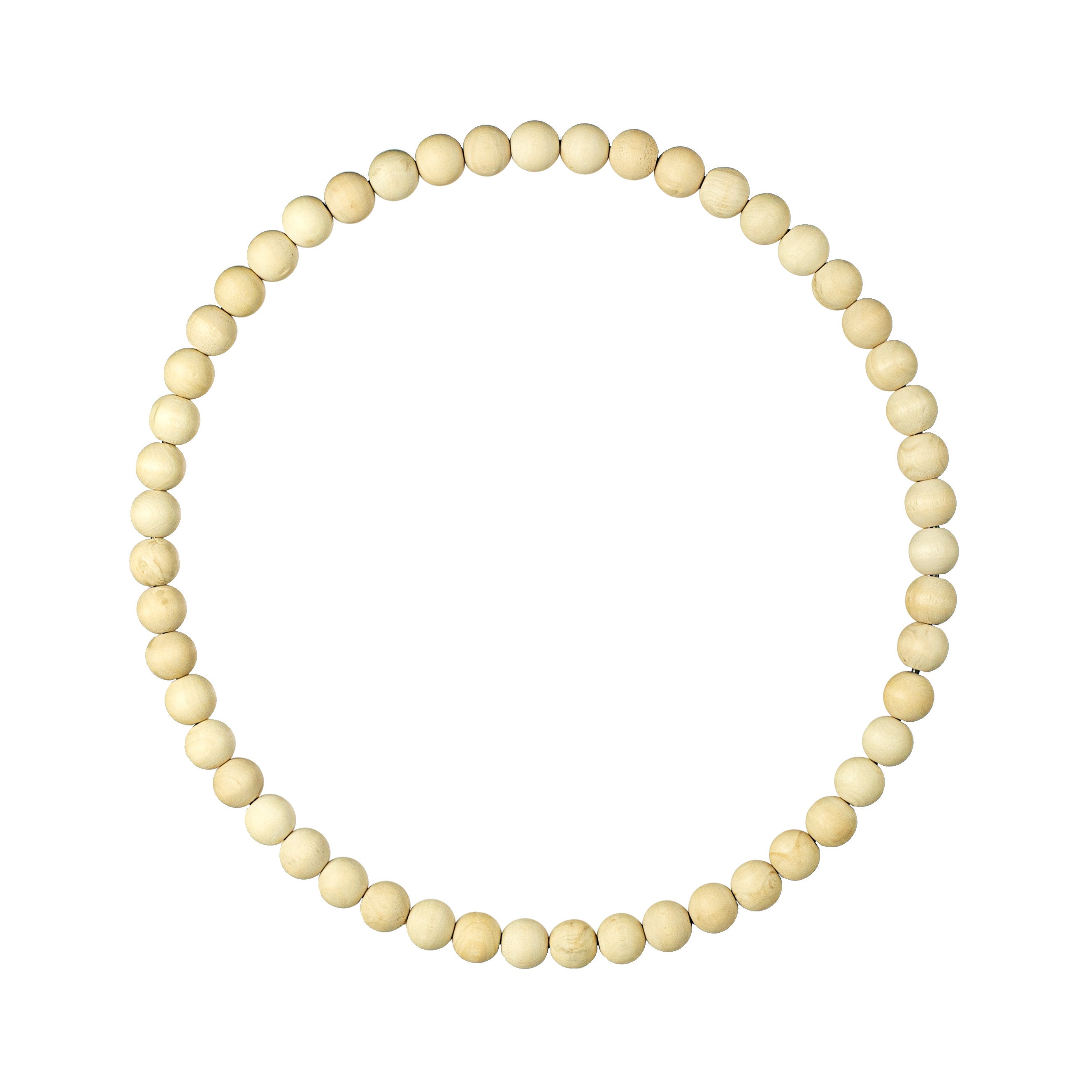 15.5" Wood Bead Wreath: Bleached Item Number: MY102730
