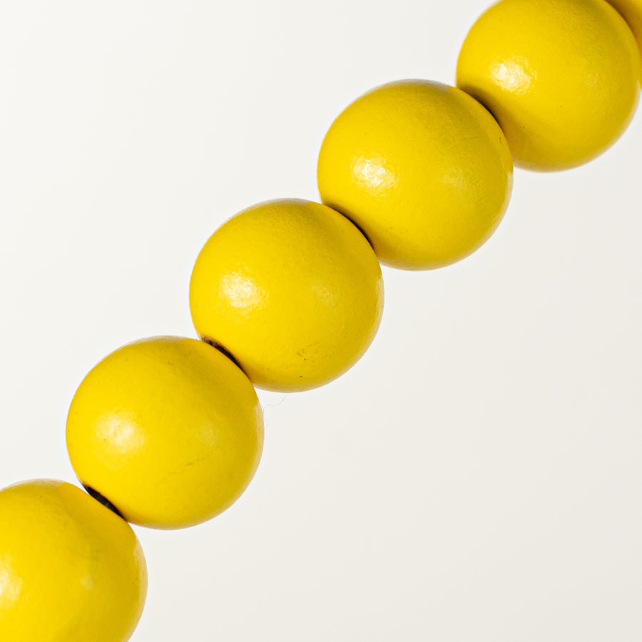 17.75" Wood Bead Wreath: Bright Yellow detail photo 3