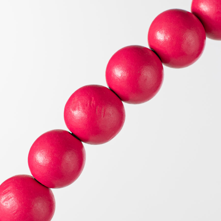 17.75" Wood Bead Wreath: Hot Pink detail photo 3