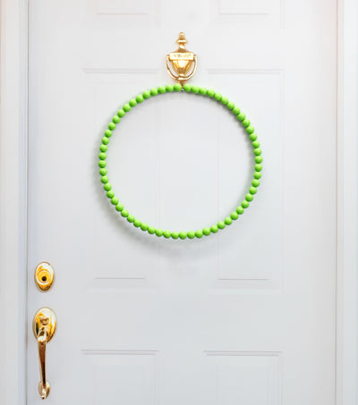 17.75" Wood Bead Wreath: Lime Green Lifestyle Photo