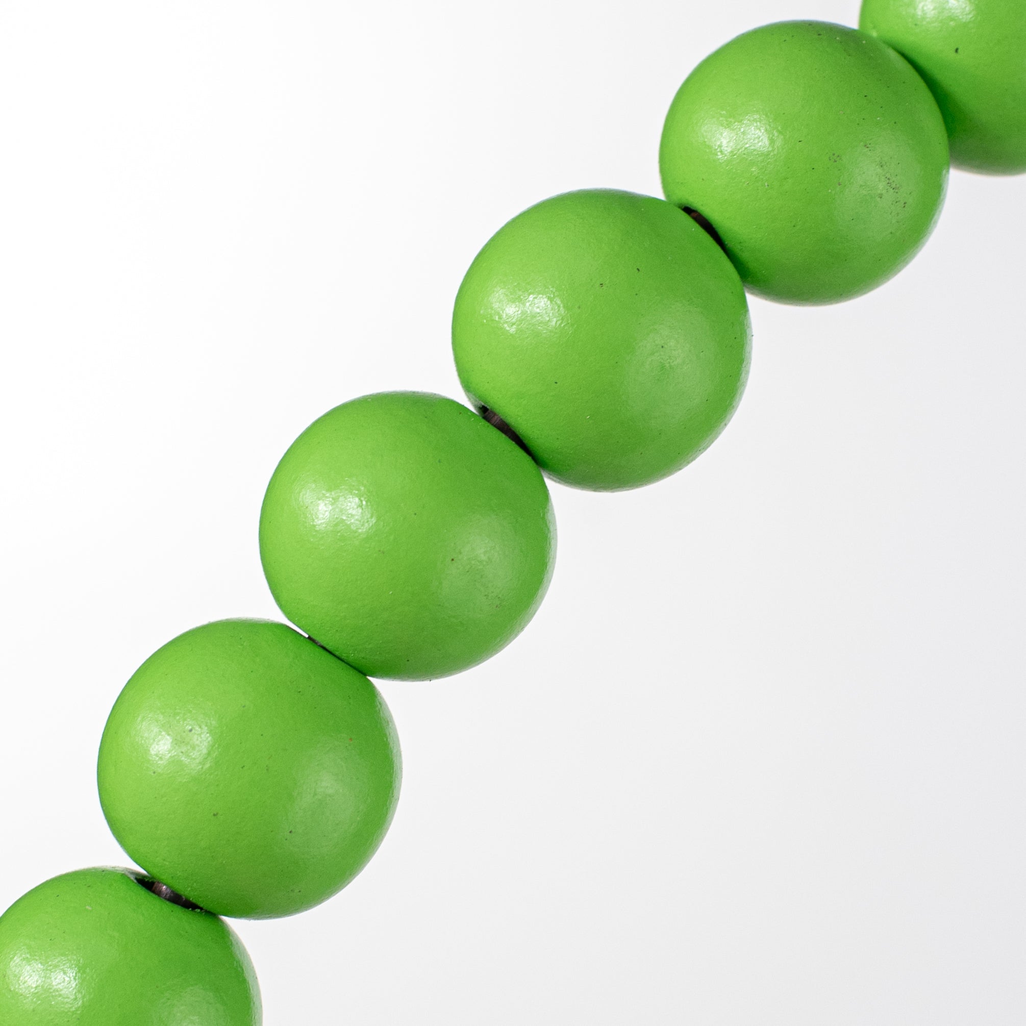 13" Wood Bead Wreath: Lime Green detail photo 3