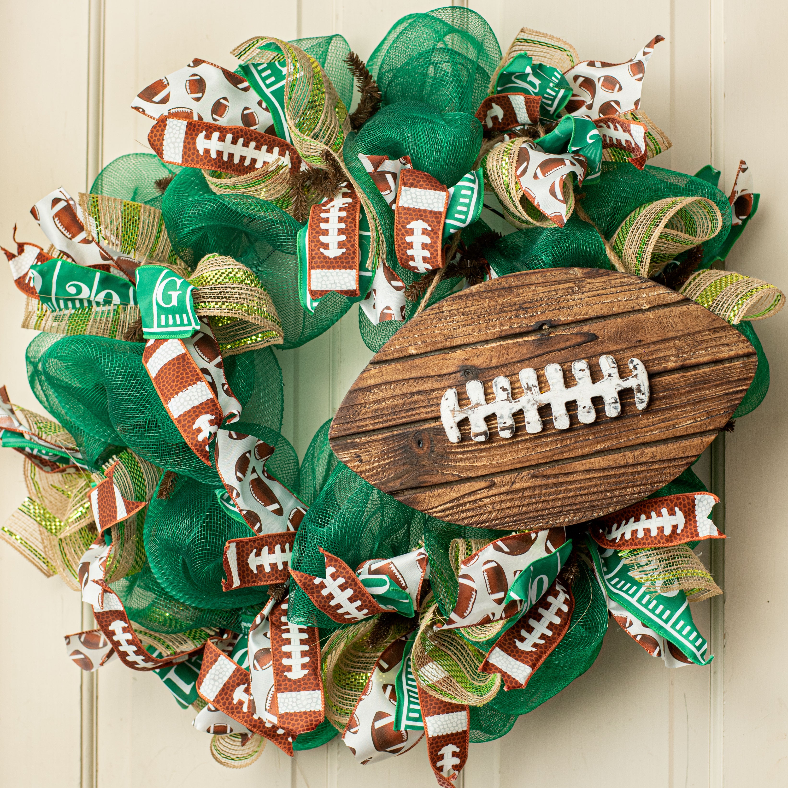 13" Wood Football Decoration Lifestyle Photo