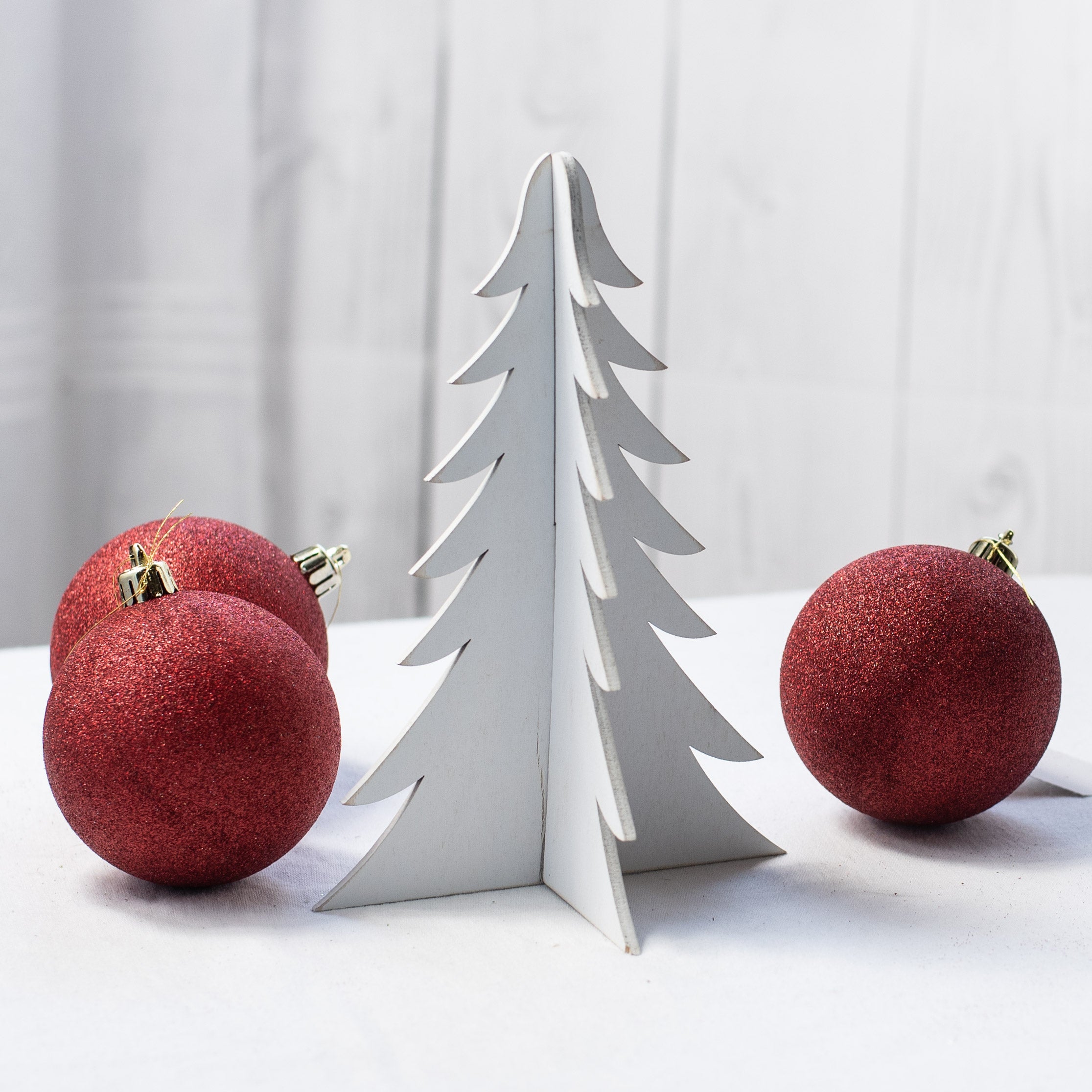 8" Wooden 2-Piece Pine Tree: White Wash Lifestyle Photo