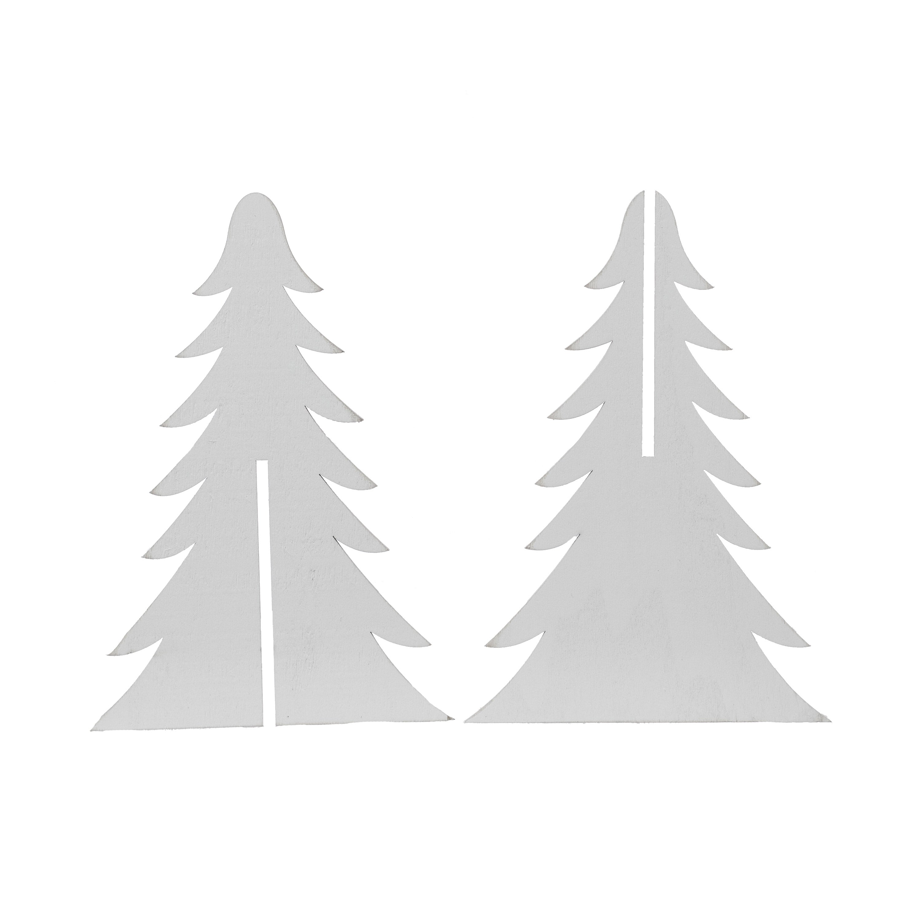 8" Wooden 2-Piece Pine Tree: White Wash detail photo 3