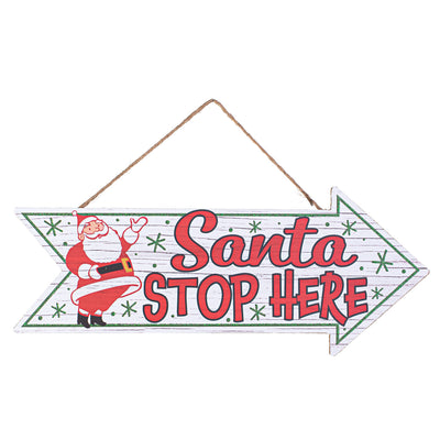 16" Wooden Arrow Sign: Santa Stop Here Item Number: AP7824