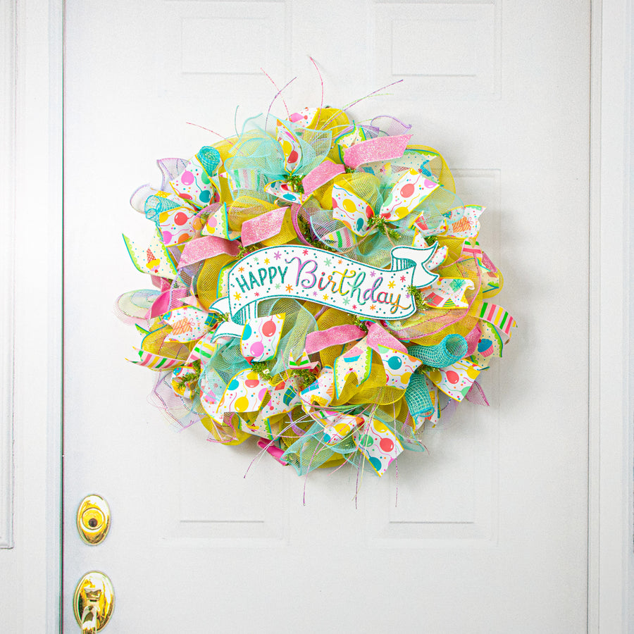 15" Wooden Banner Sign: Pastel Glitter Birthday Lifestyle Photo