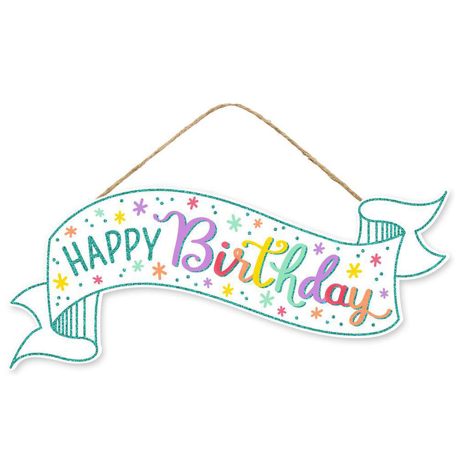 15" Wooden Banner Sign: Pastel Glitter Birthday Item Number: AP783161