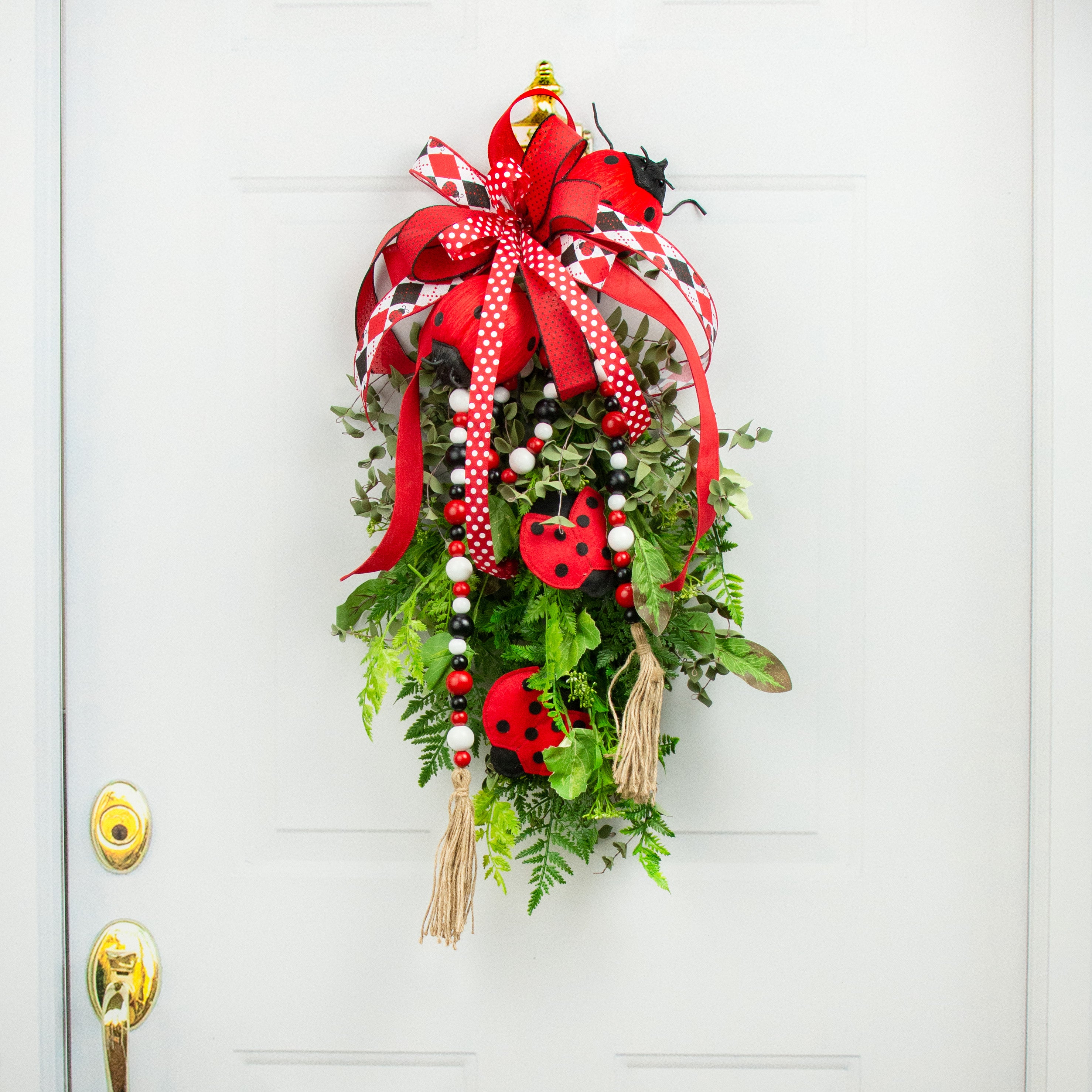 4' Wooden Bead Garland: Red, Black, White Lifestyle Photo