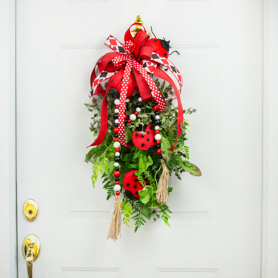 4' Wooden Bead Garland: Red, Black, White Lifestyle Photo
