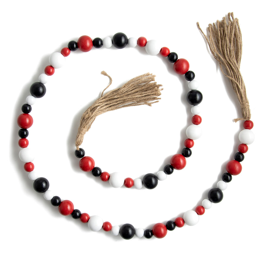 4' Wooden Bead Garland: Red, Black, White Item Number: 63280GA4