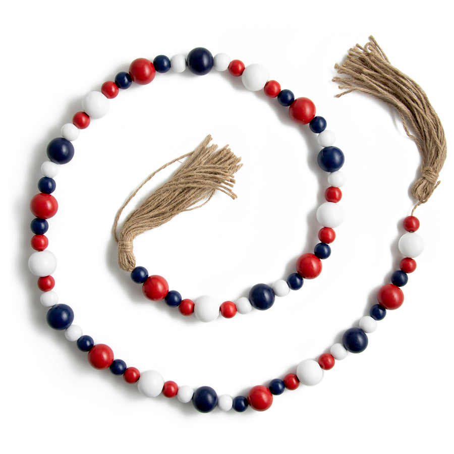 4' Wooden Bead Garland: Red, White, Blue Item Number: 74221GA4