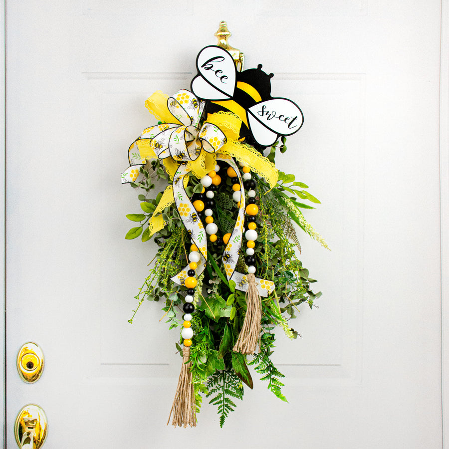 4' Wooden Bead Garland: Yellow, Black, White Lifestyle Photo