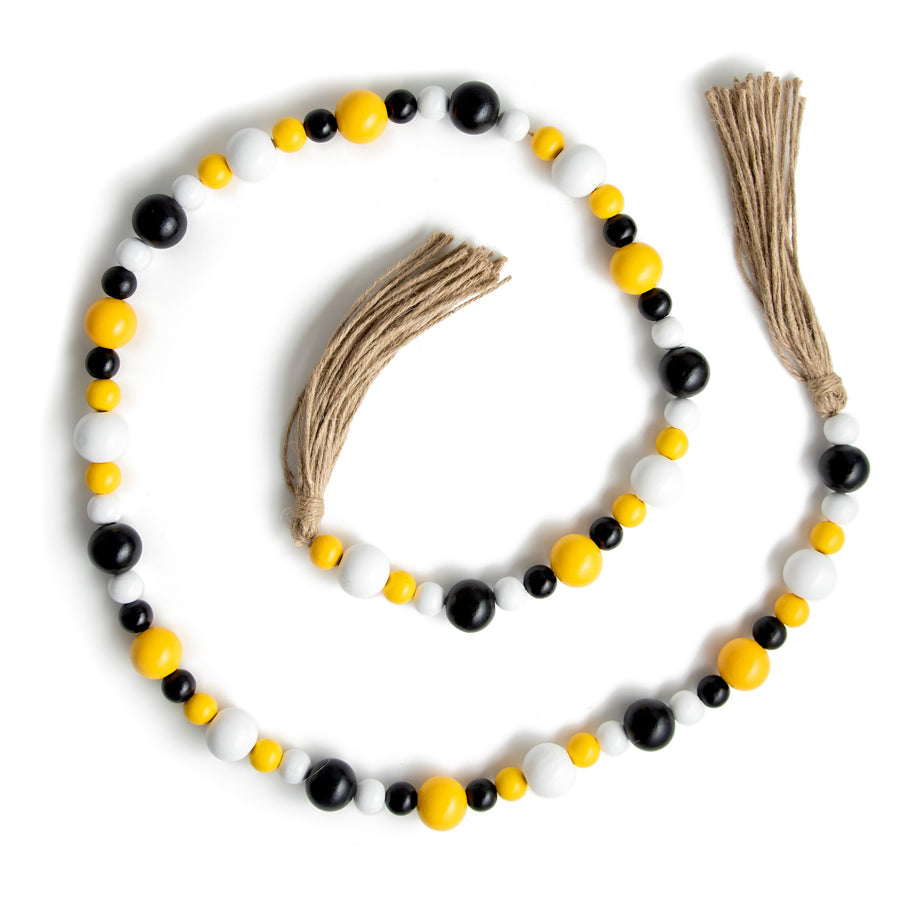 4' Wooden Bead Garland: Yellow, Black, White Item Number: 63309GA4