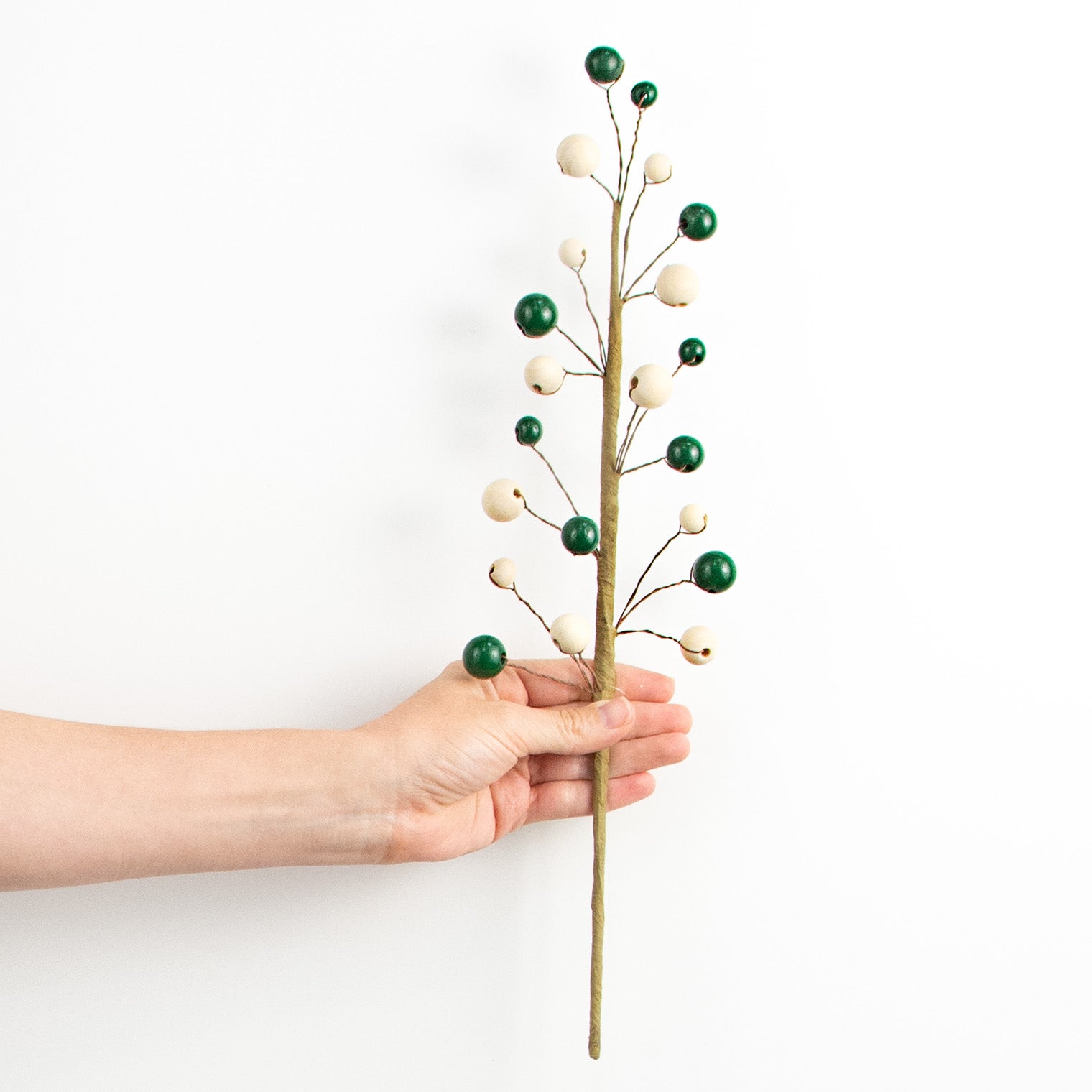 16" Wooden Bead Pick: Green & Natural detail photo 3