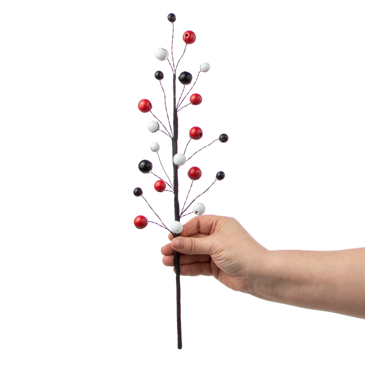 16" Wooden Bead Pick: Red, Black, White detail photo 3