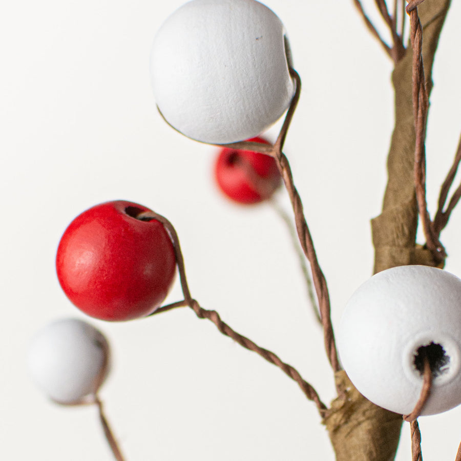 16" Wooden Bead Pick: Red & White Lifestyle Photo