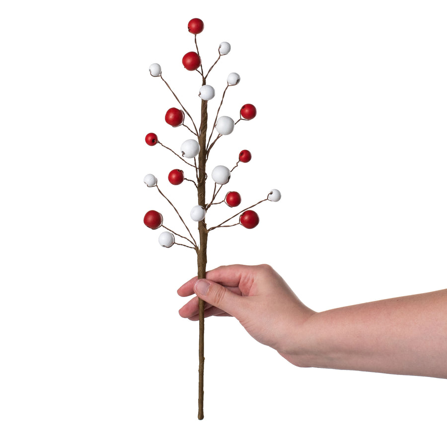 16" Wooden Bead Pick: Red & White detail photo 3