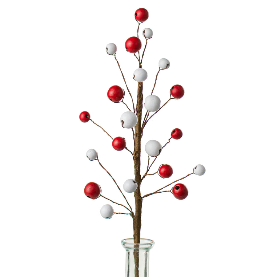 16" Wooden Bead Pick: Red & White Item Number: 85647RDWT