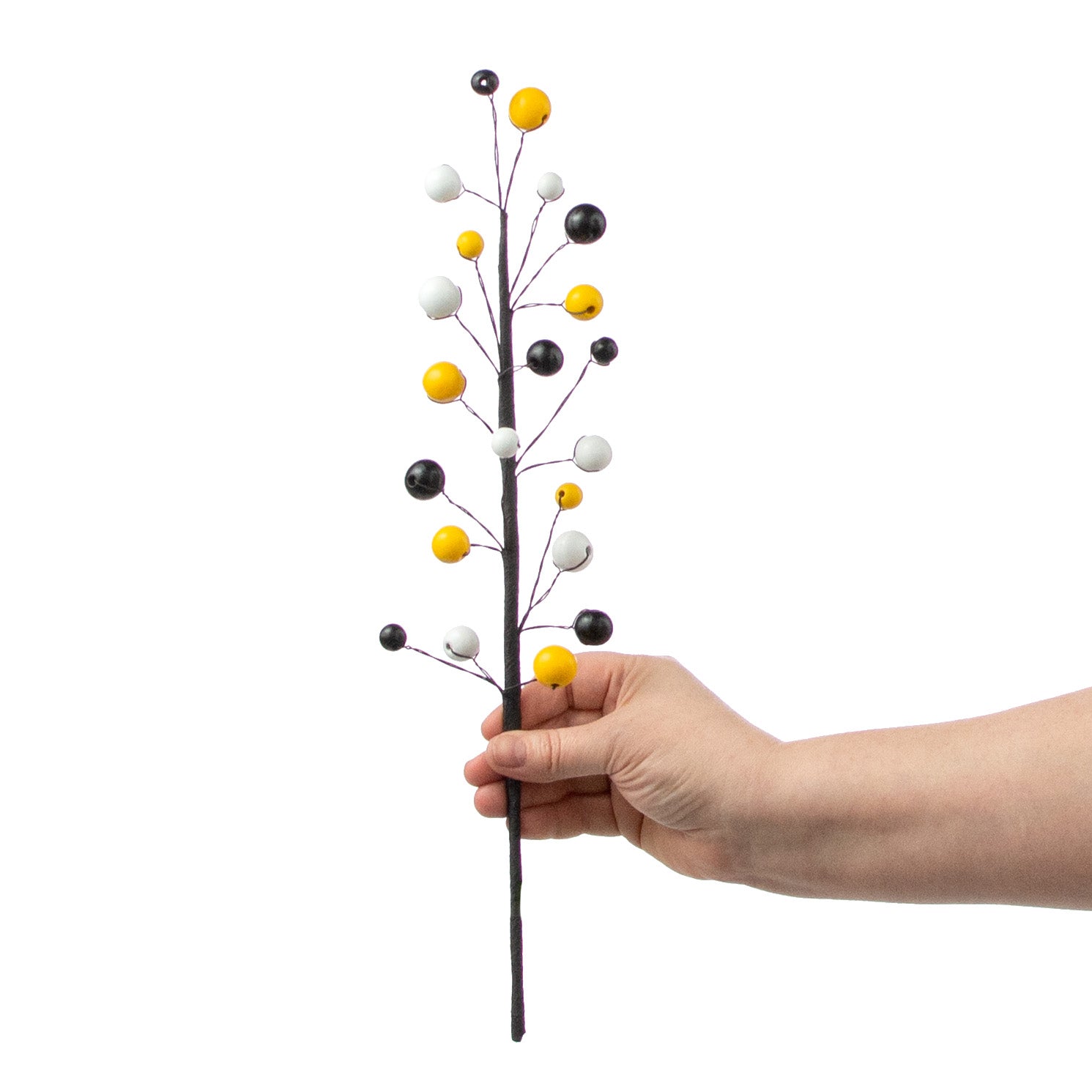 16" Wooden Bead Pick: Yellow, Black, White detail photo 3