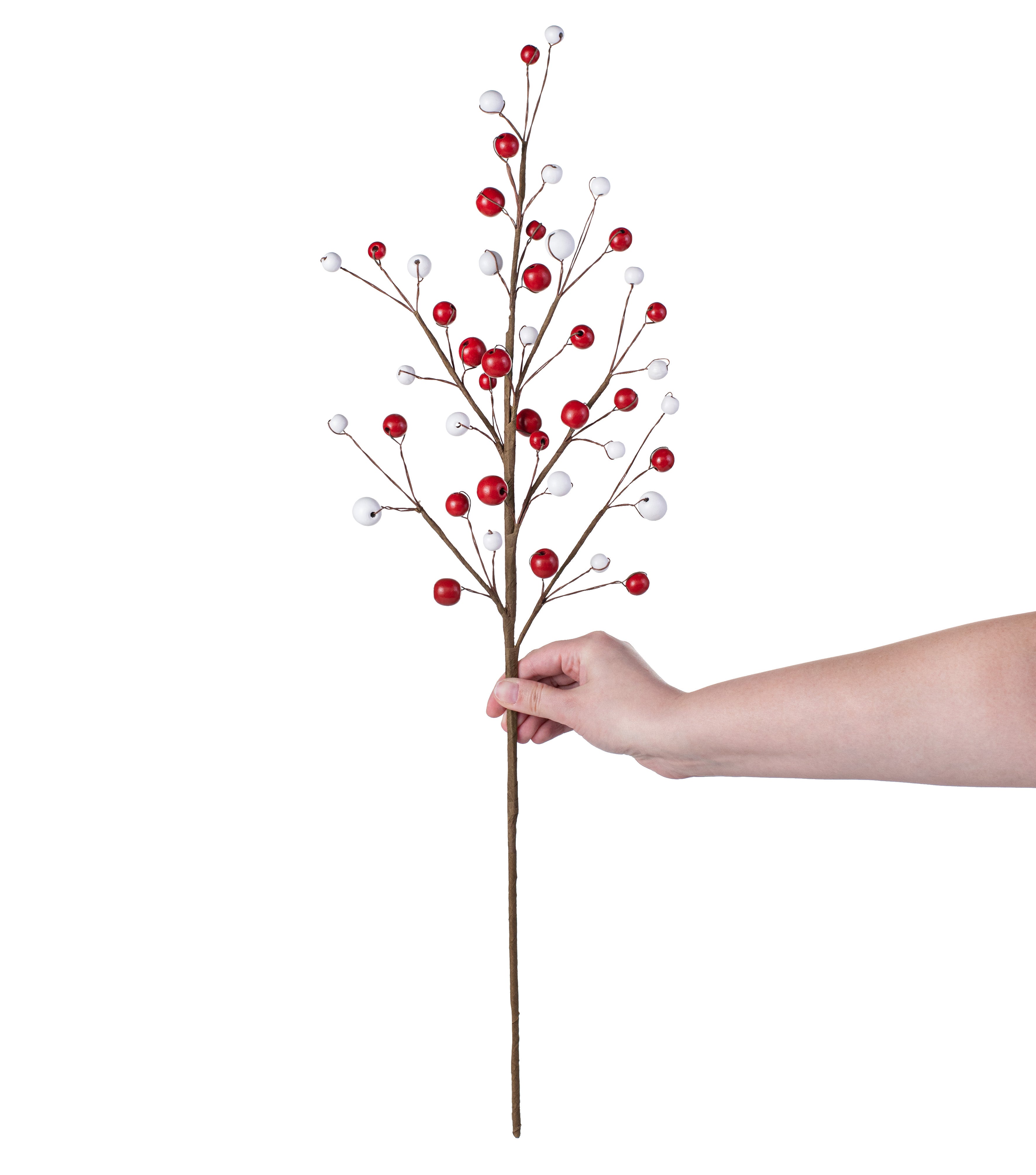 28" Wooden Bead Spray: Red & White detail photo 3