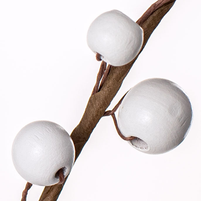 28" Wooden Bead Spray: White detail photo 4