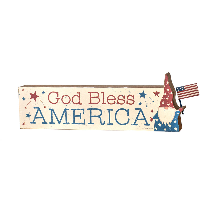 8" Wooden Block Sign: God Bless America Item Number: 109348