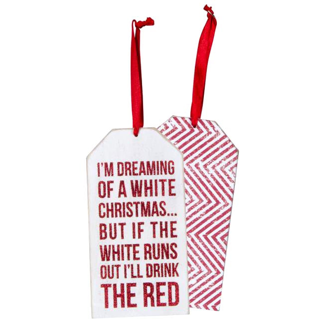 Wooden Bottle Tag: White Christmas (3" x 6.25") Item Number: 22116
