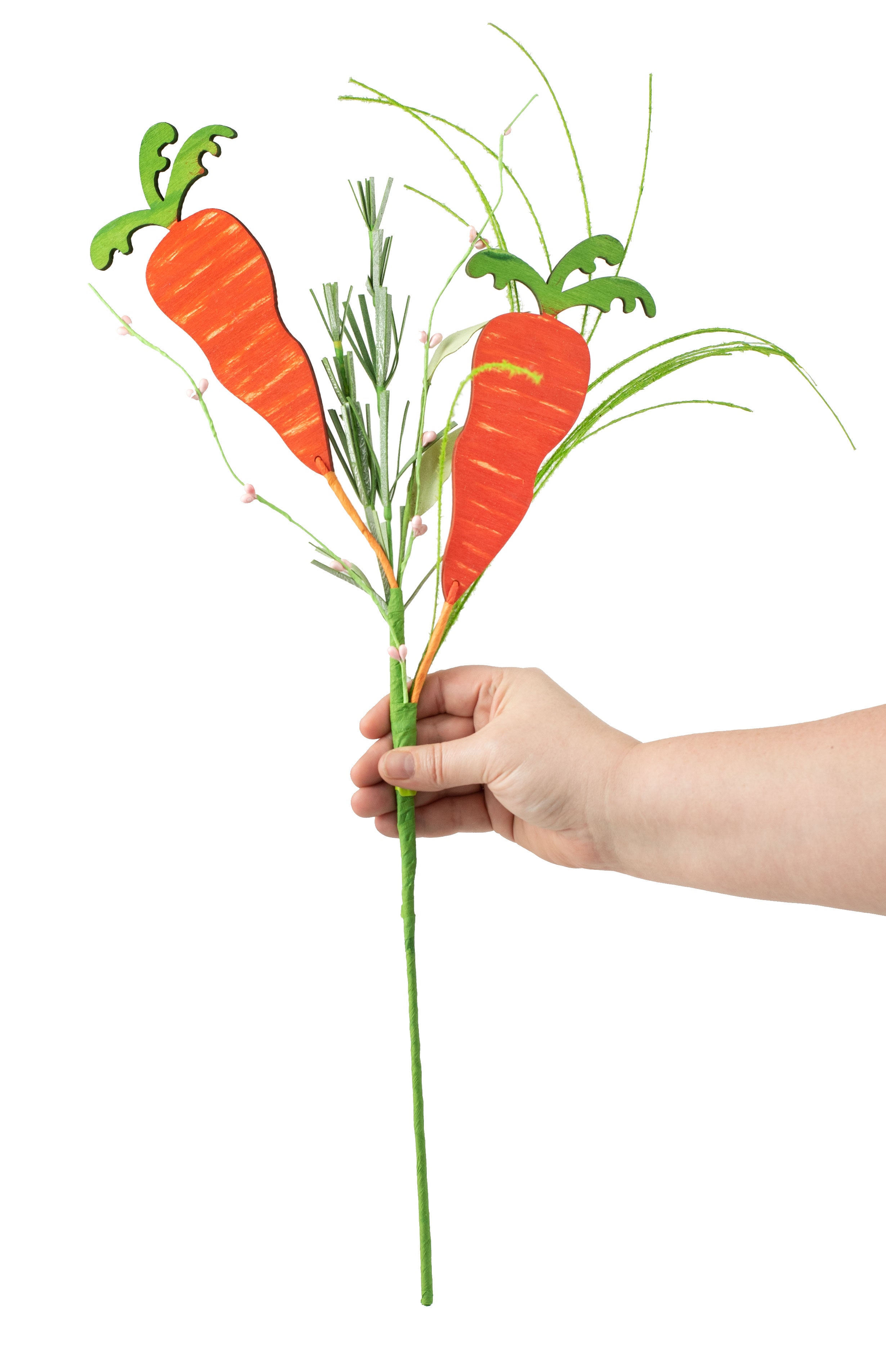 24" Wooden Carrots & Grass Spray detail photo 3